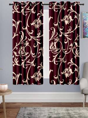 A Maroon Printed  Polyester Window Curtain 1