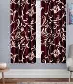 A Maroon Printed  Polyester Window Curtain