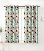 A Sky Blue Printed  Polyester Window Curtain