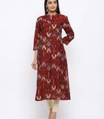 Women's  Maroon Modal Chanderi Gold Print Straight Kurta