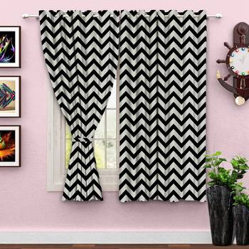 A Black & white Printed  Polyester Window Curtain 1