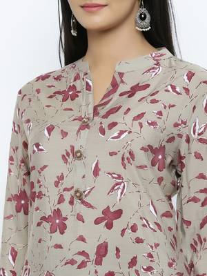 Women's  Chiku Modal Chanderi Printed Straight Kurta & Pant Set 5