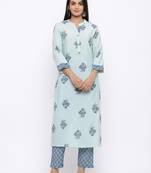 Women's  Rama Modal Chanderi Gold Print Straight Kurta & Pant Set