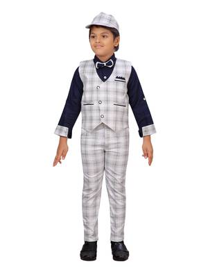 Blue woven blended cotton boys-suit 1