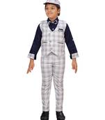 Blue woven blended cotton boys-suit