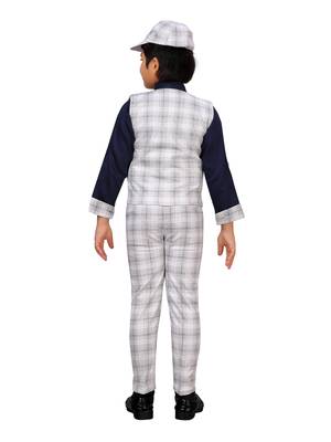 Blue woven blended cotton boys-suit 3