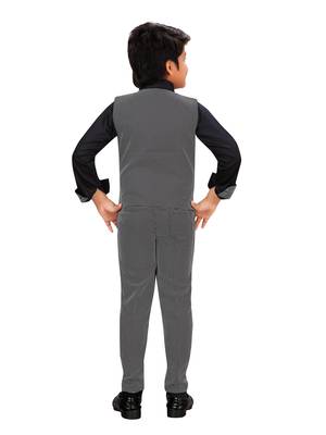Black woven blended cotton boys-suit 3