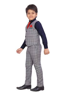 Blue woven blended cotton boys-suit 2