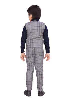 Blue woven blended cotton boys-suit 3