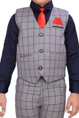 Blue woven blended cotton boys-suit 5