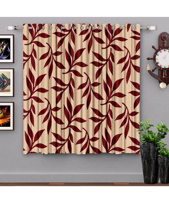 A Maroon Printed  Polyester Window Curtain 1