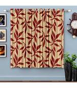 A Maroon Printed  Polyester Window Curtain