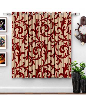 A Red Printed  Polyester Window Curtain 1