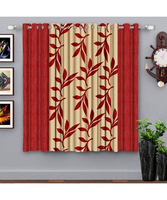 A Red Printed  Polyester Window Curtain 1