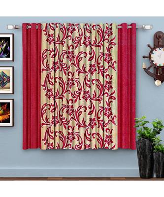 A Red Printed  Polyester Window Curtain 1