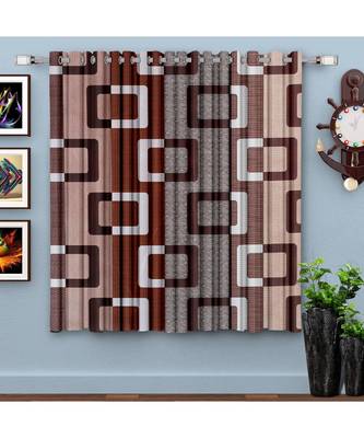 A Brown(Coffee)Printed  Polyester Window Curtain 1