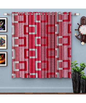 A Pink Printed  Polyester Window Curtain 1