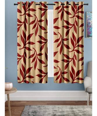 A Red Printed  Polyester Window Curtain 1
