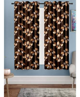 A Brown Printed  Polyester Window Curtain 1