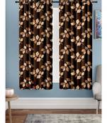 A Brown Printed  Polyester Window Curtain