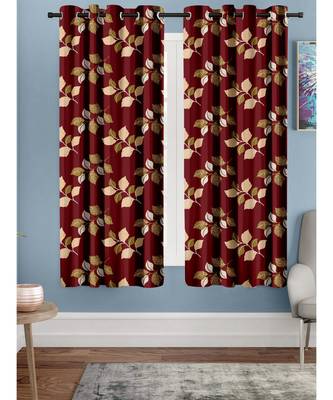 A Maroon Printed  Polyester Window Curtain 1