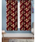 A Maroon Printed  Polyester Window Curtain