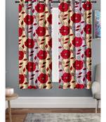 A Red Printed  Polyester Window Curtain