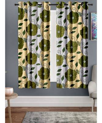 A Mehendi Printed  Polyester Window Curtain 1