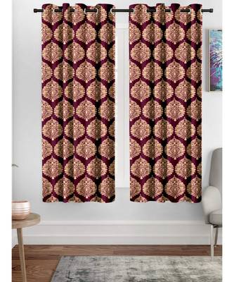 A Maroon Printed  Polyester Window Curtain 1