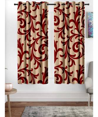 A Blood Red Printed  Polyester Window Curtain 1