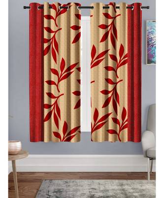 A Red Printed  Polyester Window Curtain 1