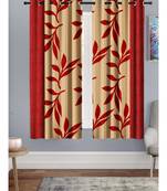 A Red Printed  Polyester Window Curtain