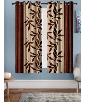 A Brown Printed  Polyester Window Curtain 1
