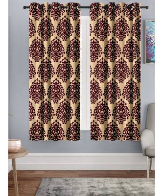 A Maroon Printed  Polyester Window Curtain 1