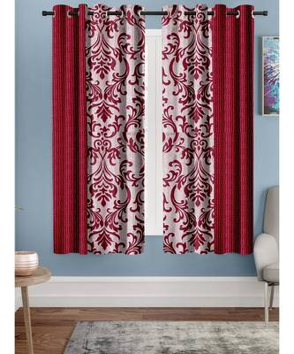 A Blood Red Printed  Polyester Window Curtain 1