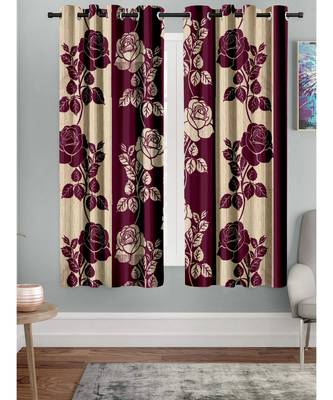 A Purple Printed  Polyester Window Curtain 1