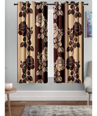 A Brown Printed  Polyester Window Curtain 1