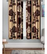 A Brown Printed  Polyester Window Curtain