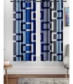 A Royal Blue Printed  Polyester Window Curtain