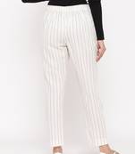 white printed cotton trouser