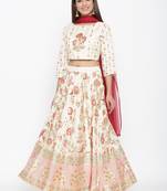 Ivory Shantoon Printed Lehenga Choli Dupatta Set