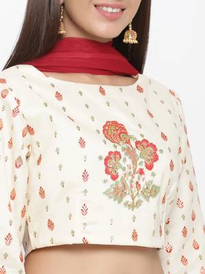 Ivory Shantoon Printed Lehenga Choli Dupatta Set 5