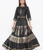 Black Shantoon Printed Lehenga Choli Set