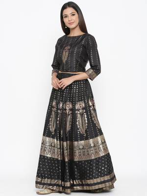 Black Shantoon Printed Lehenga Choli Set 3