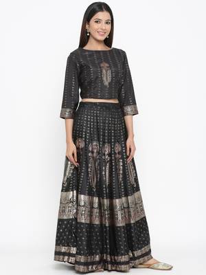 Black Shantoon Printed Lehenga Choli Set 4