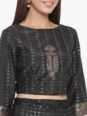 Black Shantoon Printed Lehenga Choli Set 7