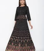 Black Rayon & Cambric Printed Peplum Lehenga Choli Sets