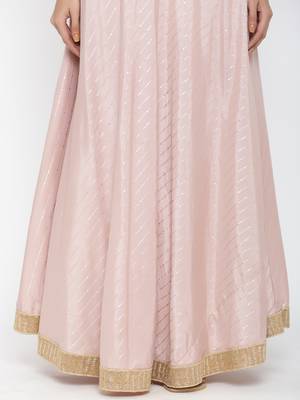 Light Pink Polysilk Self Design Lehenga Choli Dupatta Set 4