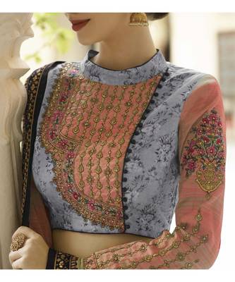 Burgundy Embroidered Silk Semi Stitched Lehenga 2