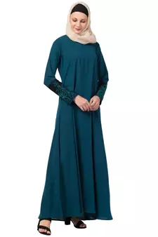 MRC A-Line Women Crepe Solid Abaya With Hijab